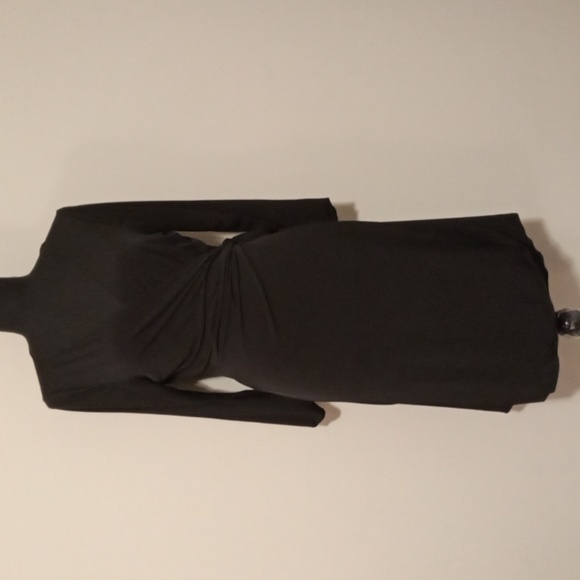 Studio M Black FLATTERING Long Sleeve Classic Stretchy Jersey Wrap Dress Size M - Picture 4 of 8